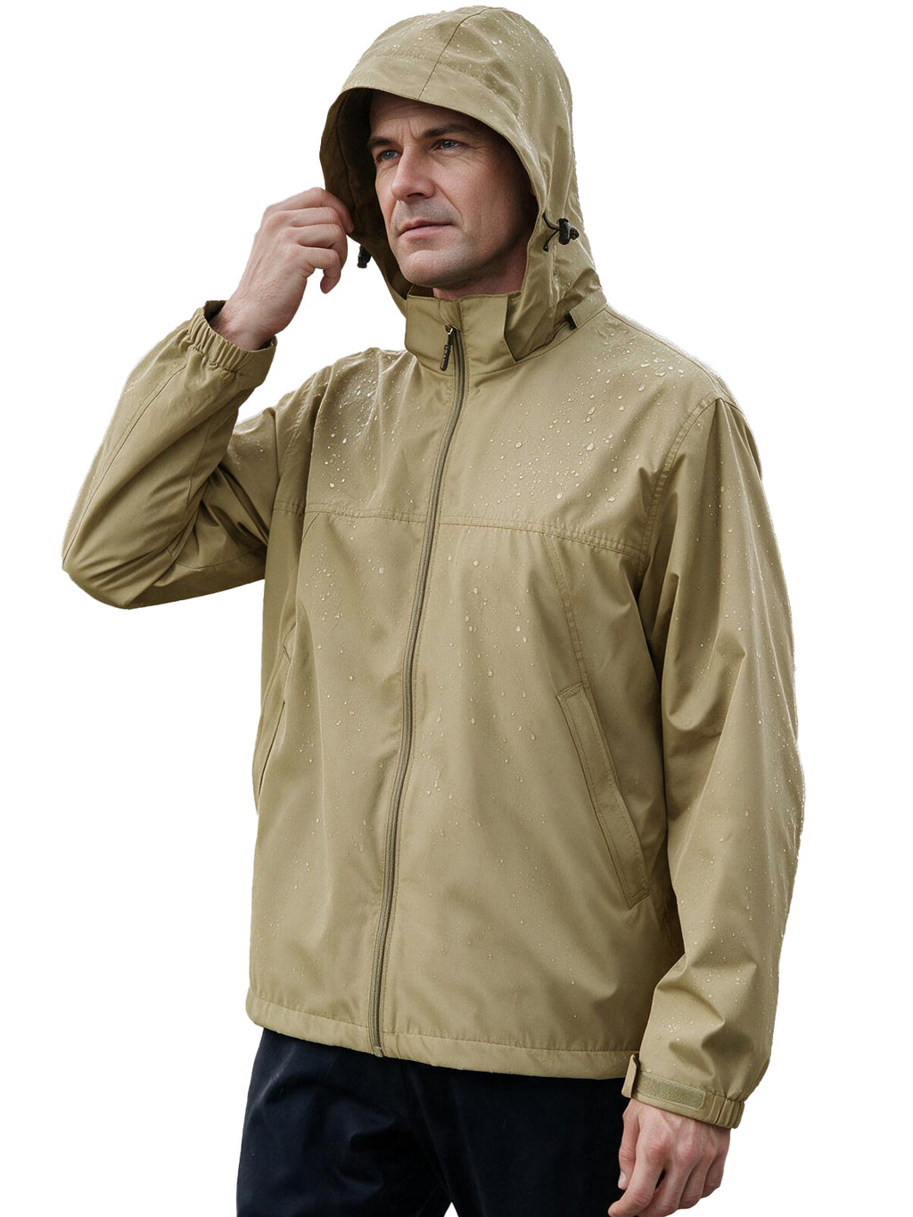 EIGIOO Men's Windbreaker Lightweight Hooded Softshell Light Rain Jacket