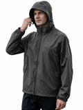 EIGIOO Men's Windbreaker Lightweight Hooded Softshell Light Rain Jacket
