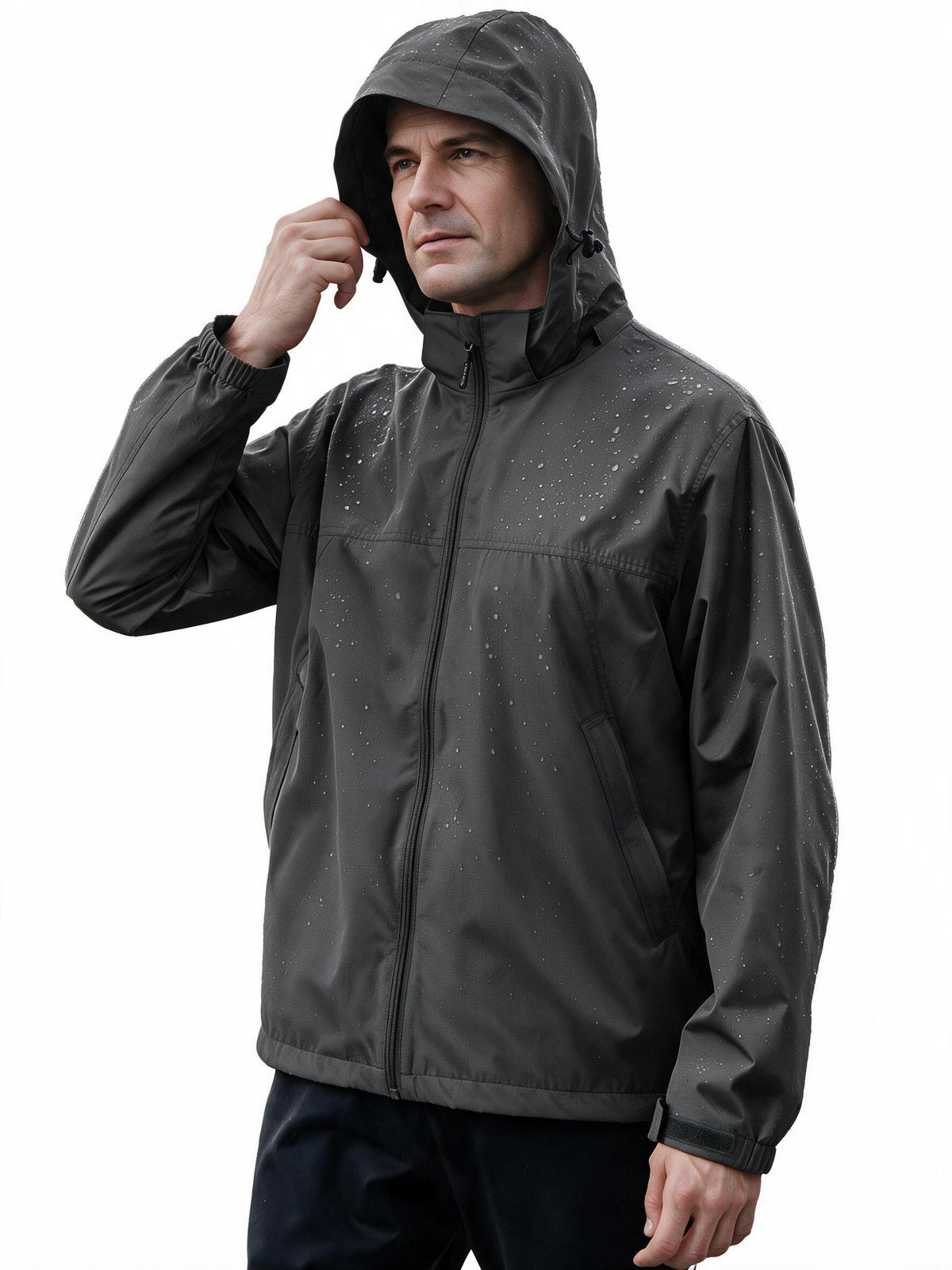 EIGIOO Men's Windbreaker Lightweight Hooded Softshell Light Rain Jacket