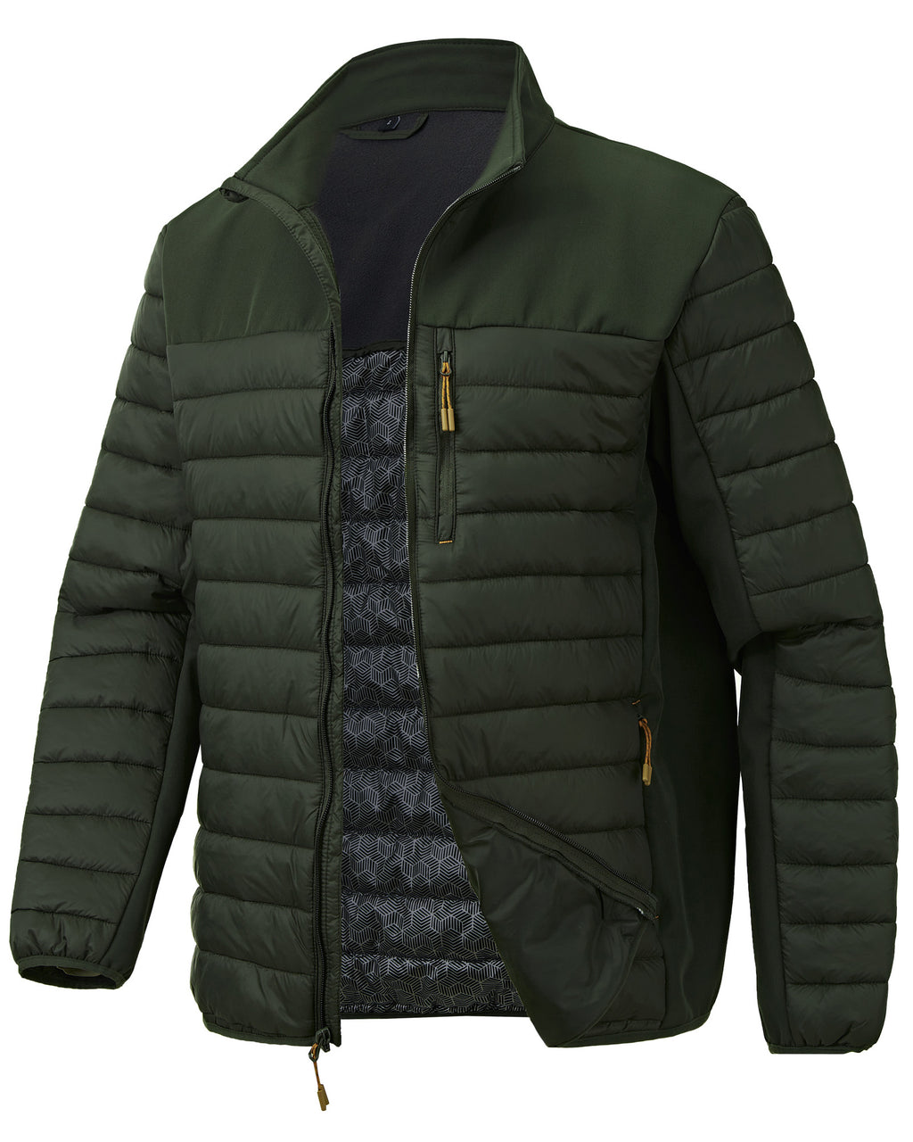 EIGIOO Men's Puffer Jacket Winter Hybrid Quilted Warm Outerwear Coat