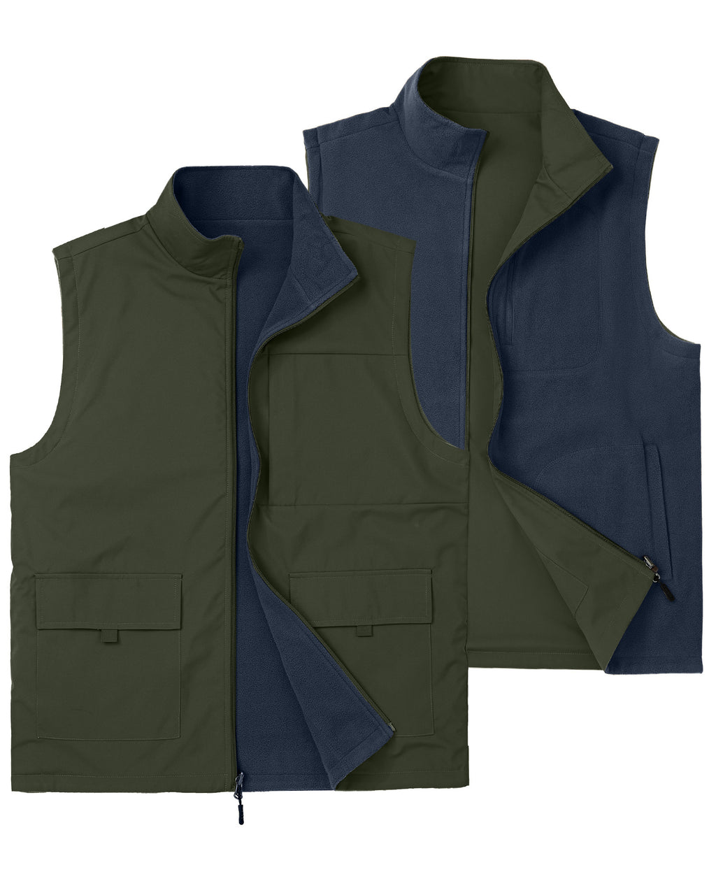 EIGIOO Men's Reversible Vest Fleece Lined Outerwear Sleeveless Jacket