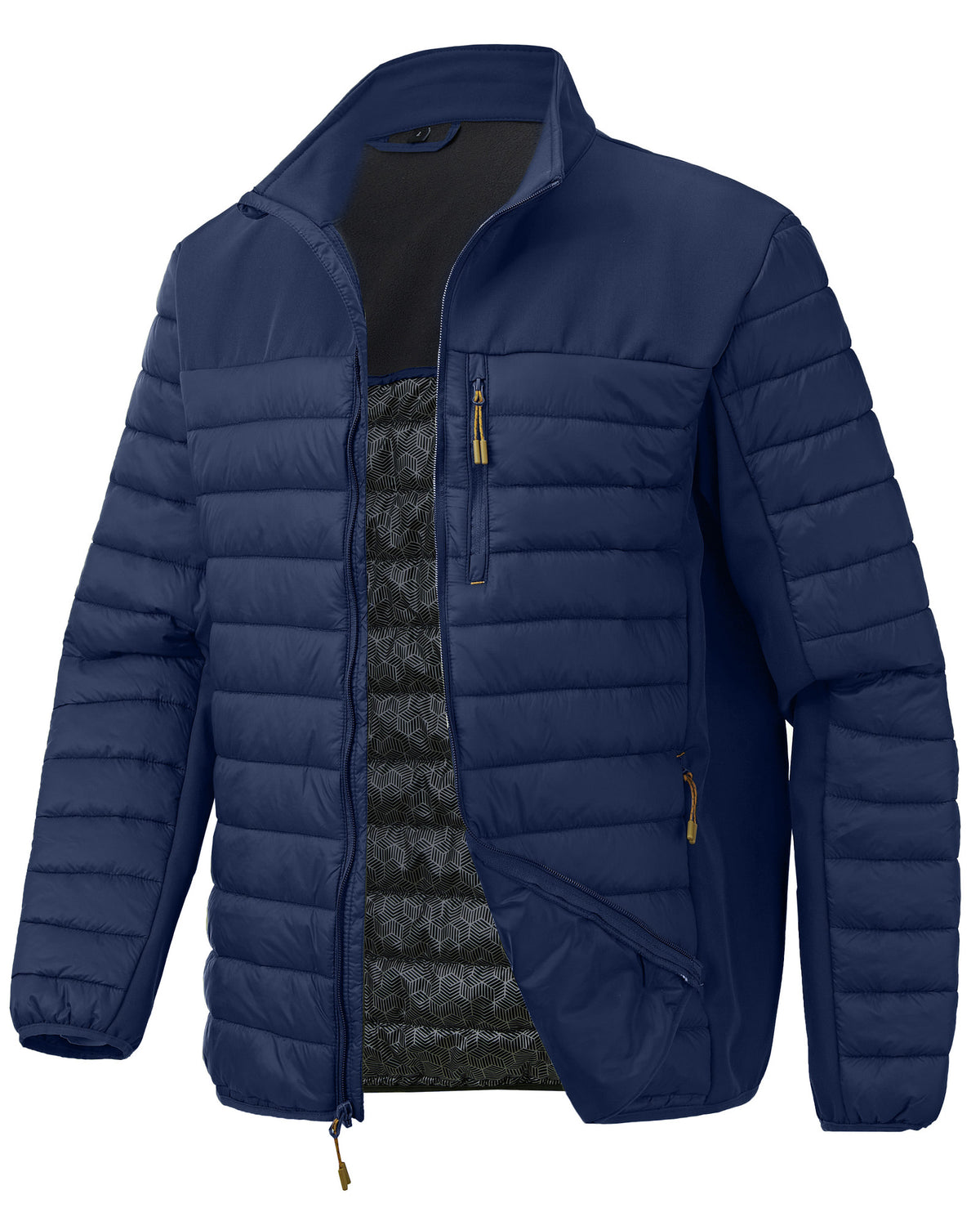EIGIOO Men's Puffer Jacket Winter Hybrid Quilted Warm Outerwear Coat
