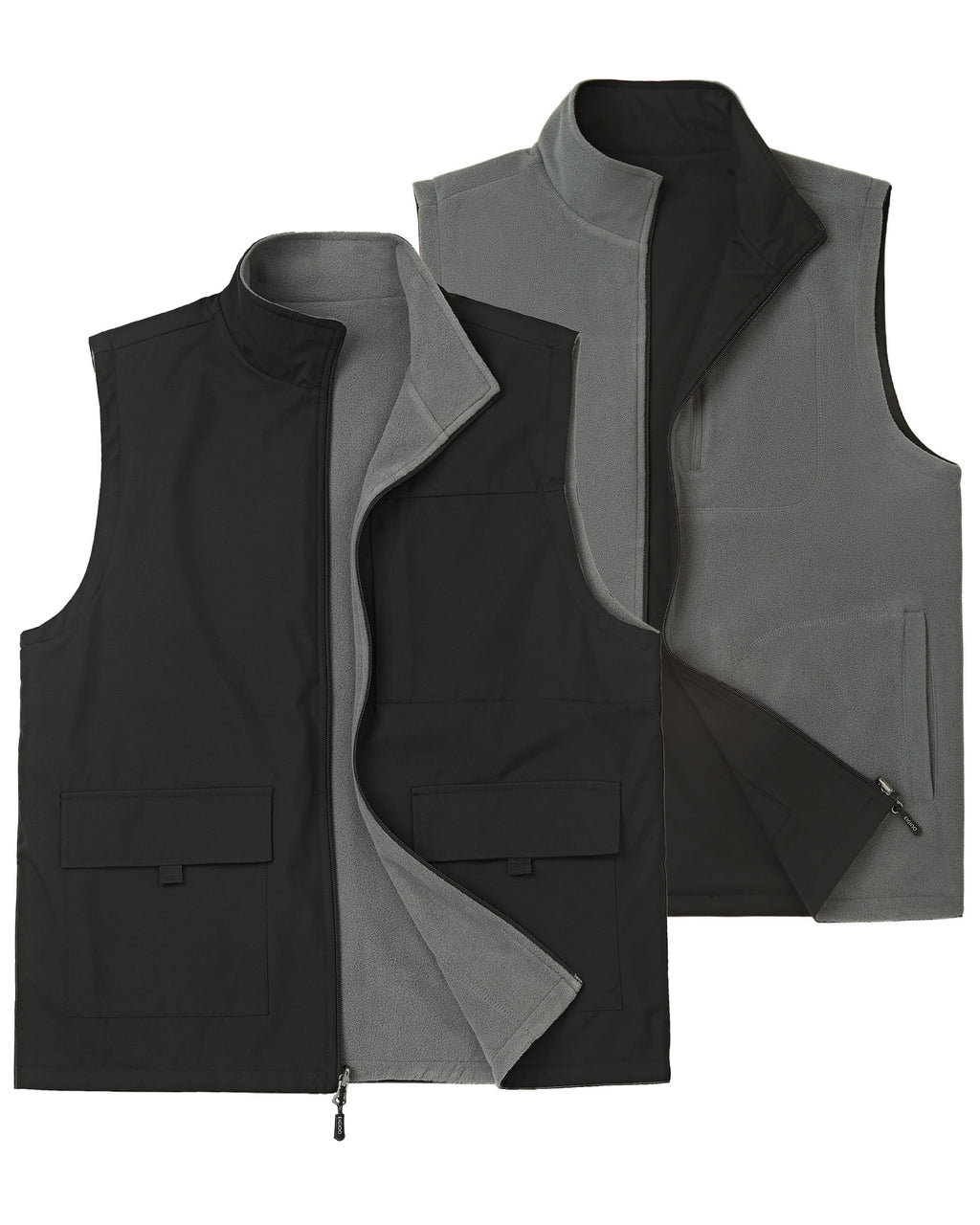 EIGIOO Men's Reversible Vest Fleece Lined Outerwear Sleeveless Jacket