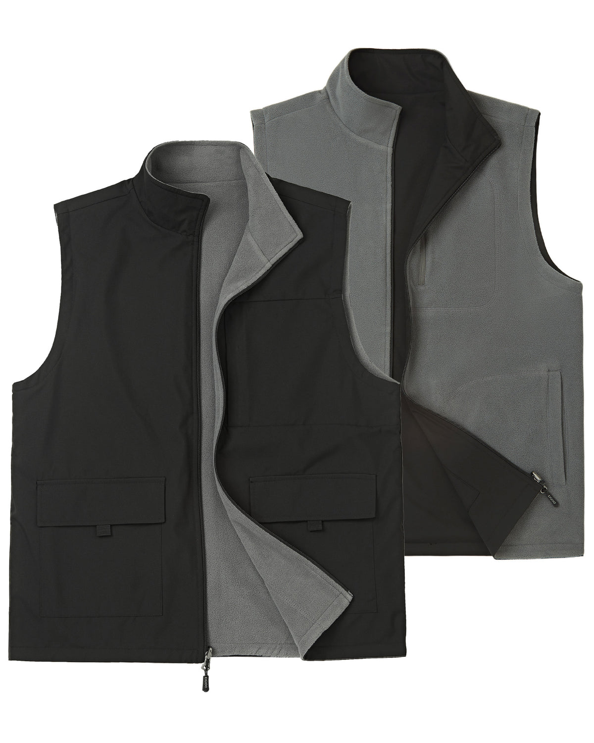 EIGIOO Men's Reversible Vest Fleece Lined Outerwear Sleeveless Jacket