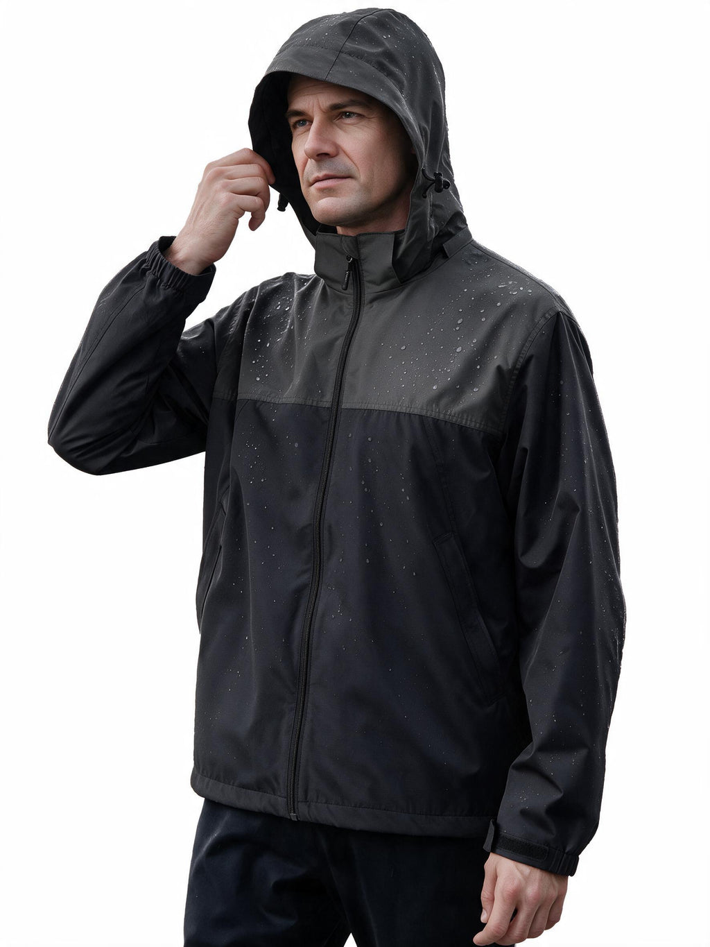 EIGIOO Men's Windbreaker Lightweight Hooded Softshell Light Rain Jacket