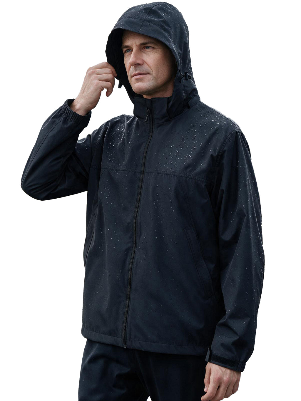 EIGIOO Men's Windbreaker Lightweight Hooded Softshell Light Rain Jacket