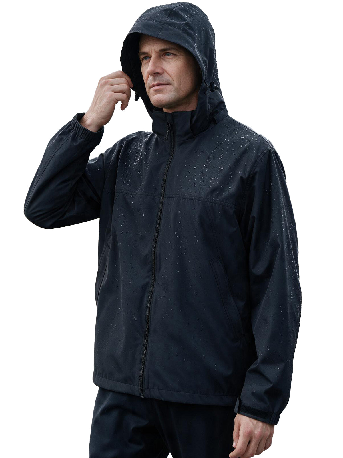 EIGIOO Men's Windbreaker Lightweight Hooded Softshell Light Rain Jacket