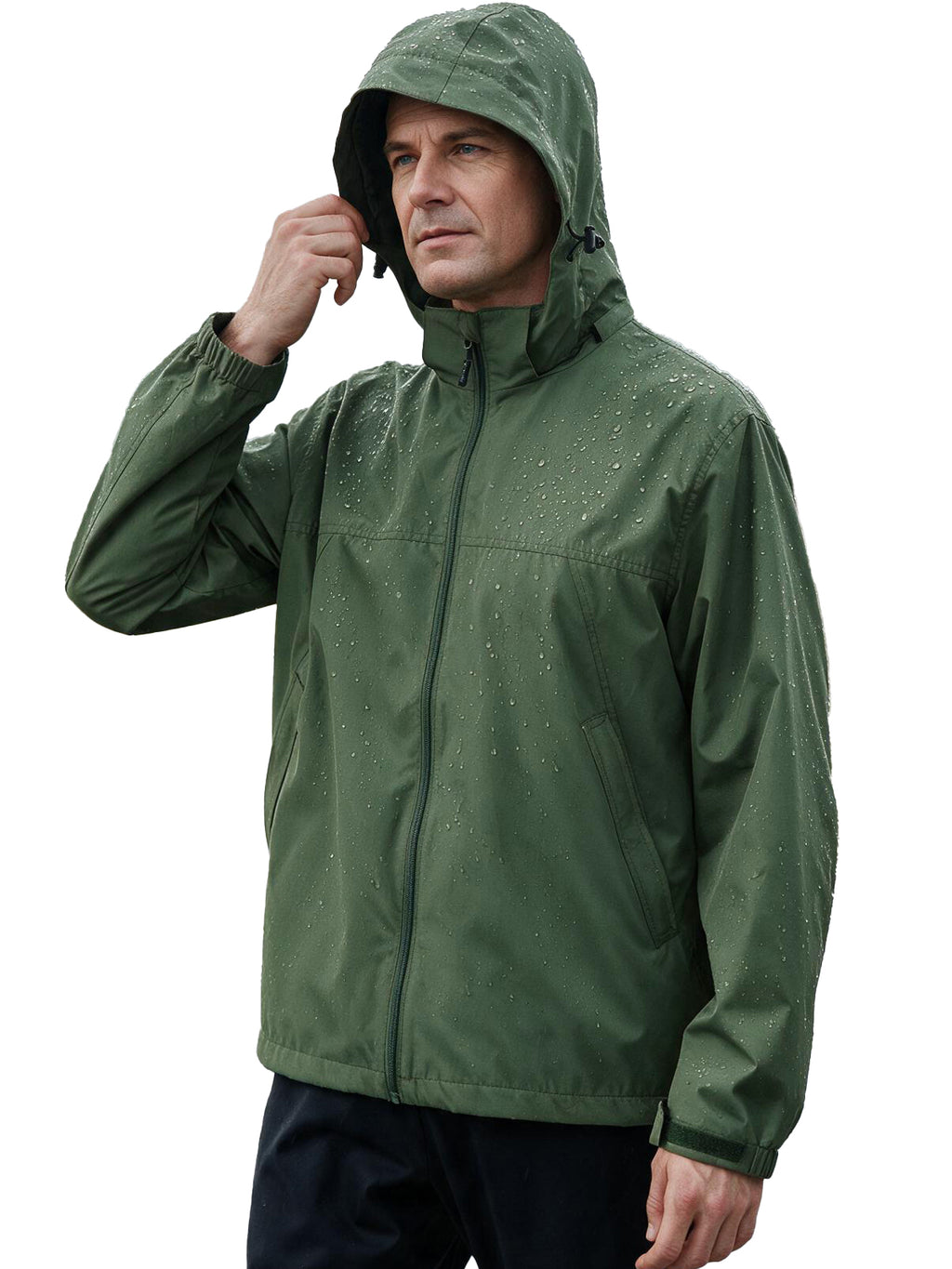 EIGIOO Men's Windbreaker Lightweight Hooded Softshell Light Rain Jacket