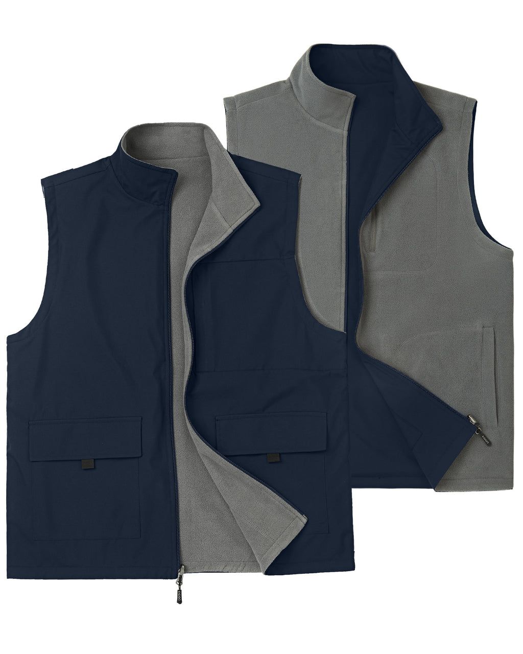 EIGIOO Men's Reversible Vest Fleece Lined Outerwear Sleeveless Jacket