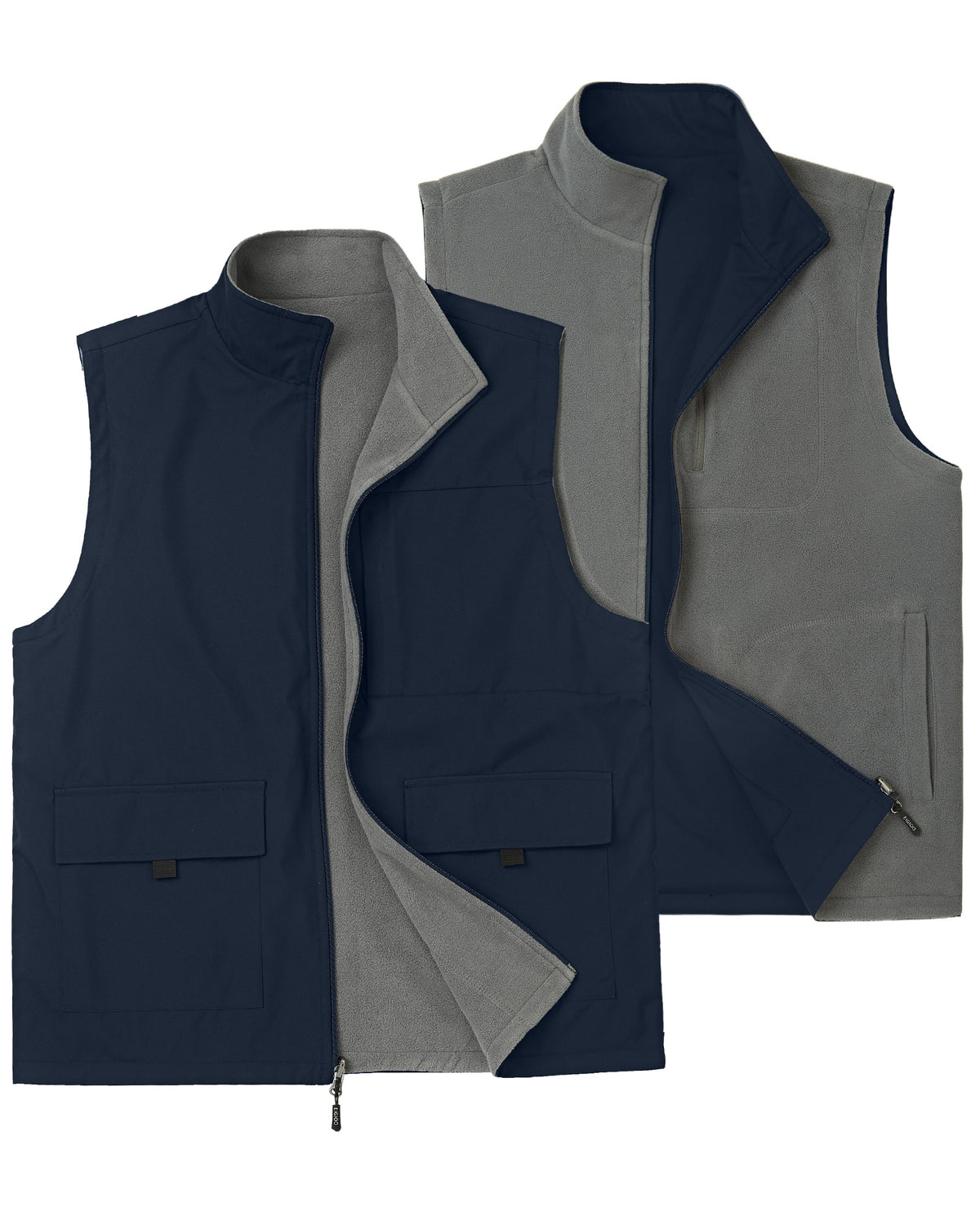 EIGIOO Men's Reversible Vest Fleece Lined Outerwear Sleeveless Jacket