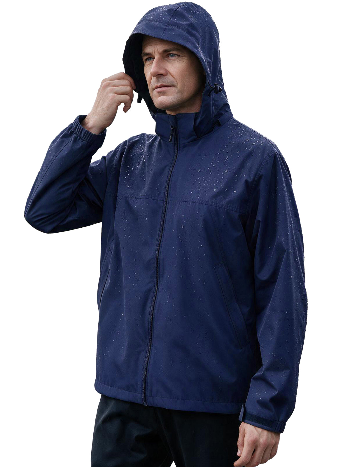 EIGIOO Men's Windbreaker Lightweight Hooded Softshell Light Rain Jacket
