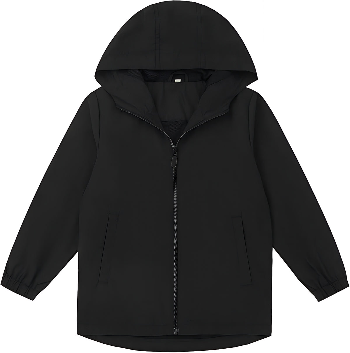 Boys Girls Windbreaker Hooded Jacket Lightweight Packable Rain Coat Easy for kids to put on. Soft-fabric for comfort, zippered pockets, elastic cuffs, name label. Ready for changing weather.