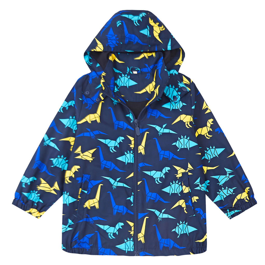 Boys Girls Soft lining Hooded Rain Jacket Lightweight windbreaker rain coat, Elastic cuff & detachable hood, Perfect for kids daily school trip or rainy day.