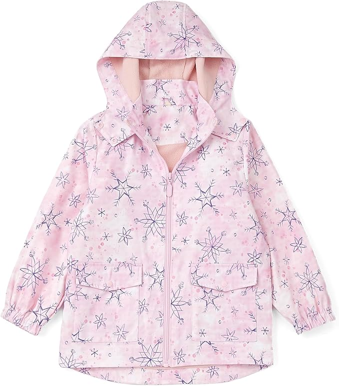Boys Girls Soft lining Hooded Rain Jacket Lightweight windbreaker rain coat, Elastic cuff & detachable hood, Perfect for kids daily school trip or rainy day.