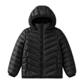 Boys Hooded Lightweight Puffer Jacket Waterproof Kids Winter Coat Stand-Up collar, elastic hood and cuffs, soft chin guard, inside pocket. Chevron Stitching Secures Fill, windproof shell.