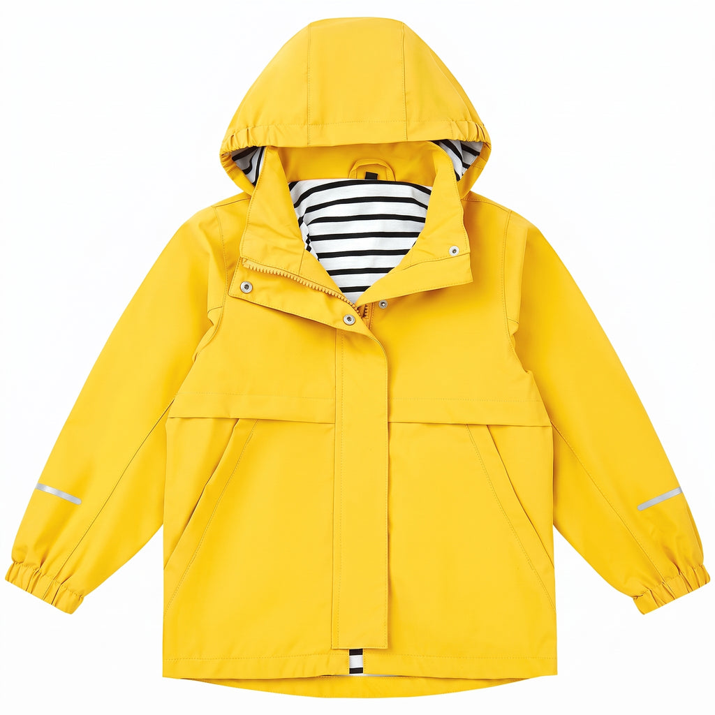 Boys Girls Soft lining Hooded Rain Jacket Lightweight windbreaker rain coat, Elastic cuff & detachable hood, Perfect for kids daily school trip or rainy day.