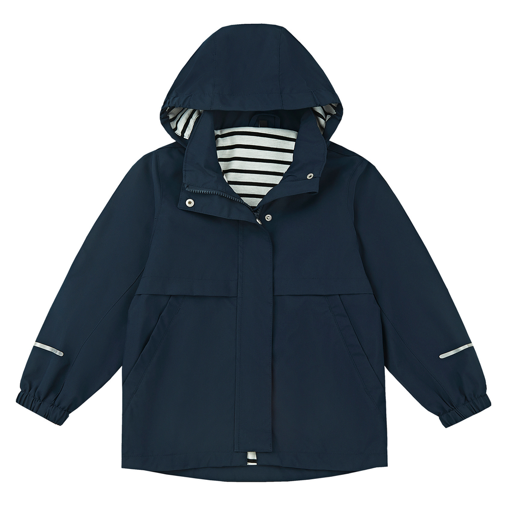 Boys Girls Soft lining Hooded Rain Jacket Lightweight windbreaker rain coat, Elastic cuff & detachable hood, Perfect for kids daily school trip or rainy day.
