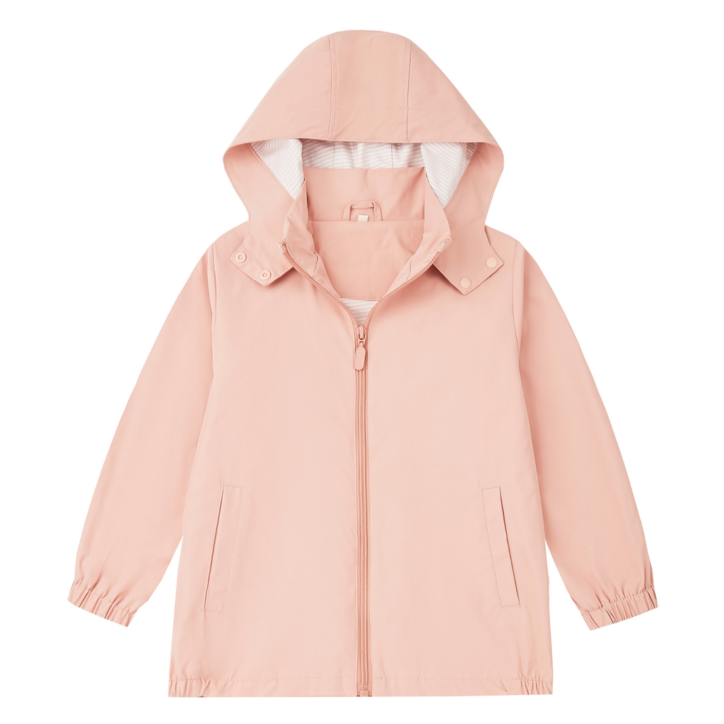 Boys Girls Soft lining Hooded Rain Jacket Lightweight windbreaker rain coat, Elastic cuff & detachable hood, Perfect for kids daily school trip or rainy day.