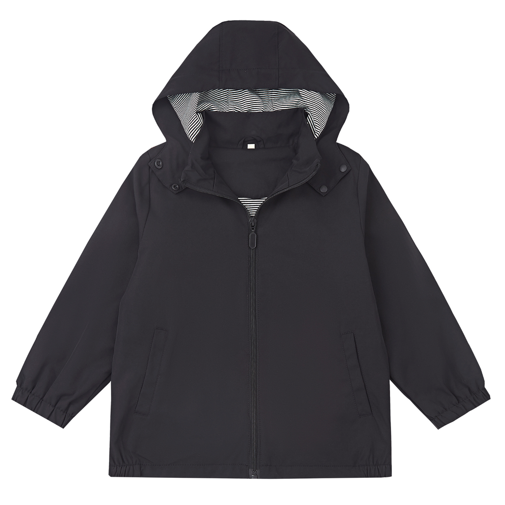 Boys Girls Soft lining Hooded Rain Jacket Lightweight windbreaker rain coat, Elastic cuff & detachable hood, Perfect for kids daily school trip or rainy day.