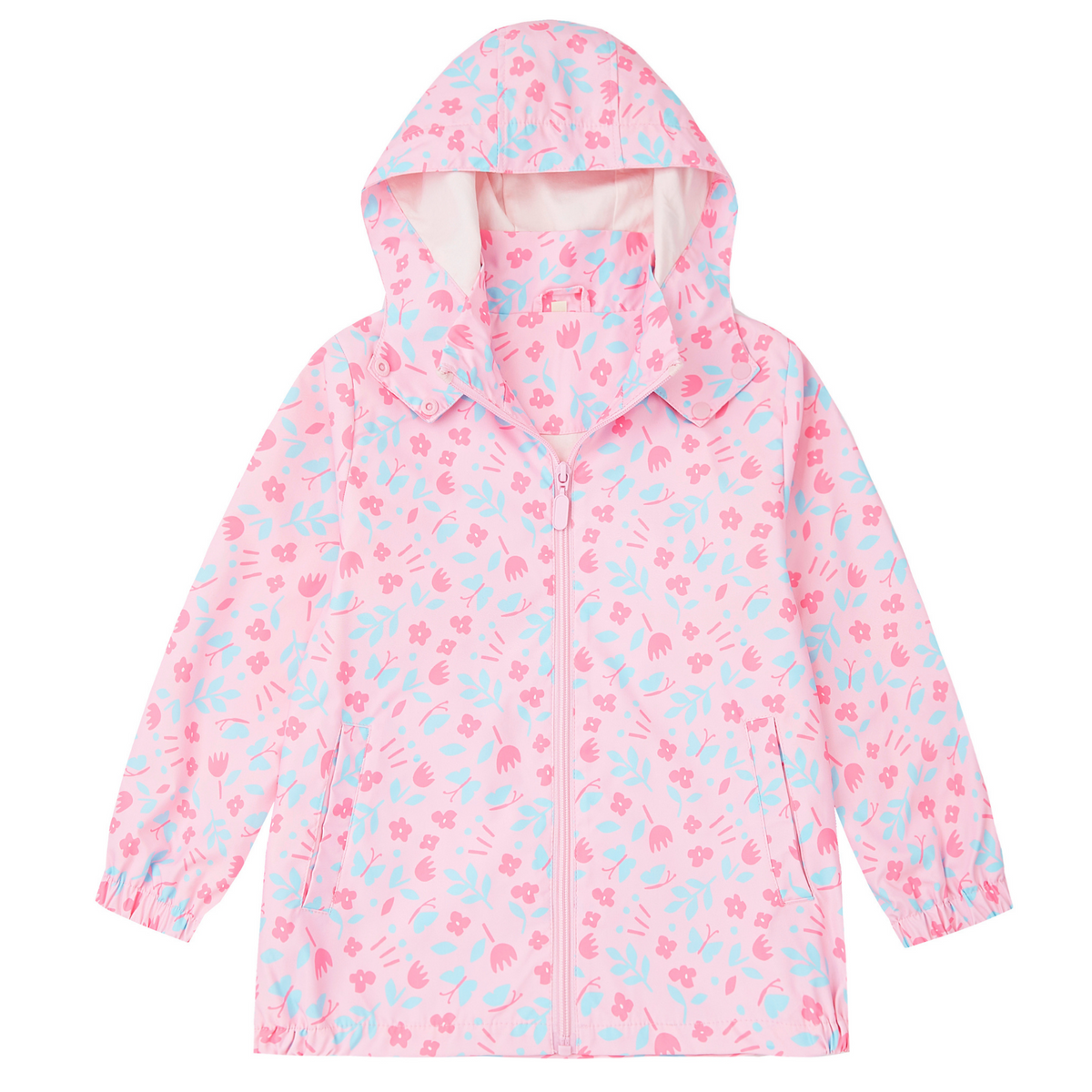 Boys Girls Soft lining Hooded Rain Jacket Lightweight windbreaker rain coat, Elastic cuff & detachable hood, Perfect for kids daily school trip or rainy day.