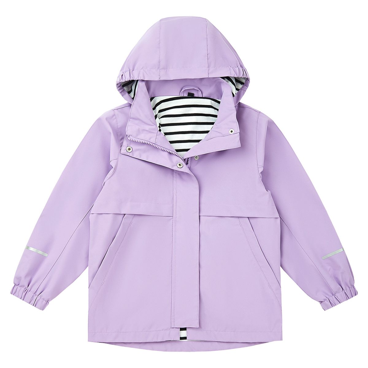 Boys Girls Soft lining Hooded Rain Jacket Lightweight windbreaker rain coat, Elastic cuff & detachable hood, Perfect for kids daily school trip or rainy day.